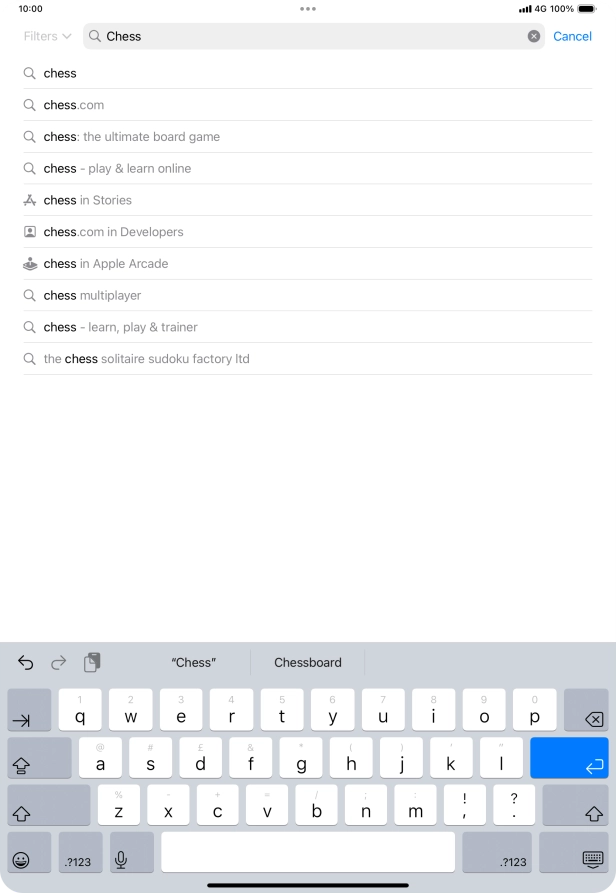 Key in the name or subject of the required app and press enter.
