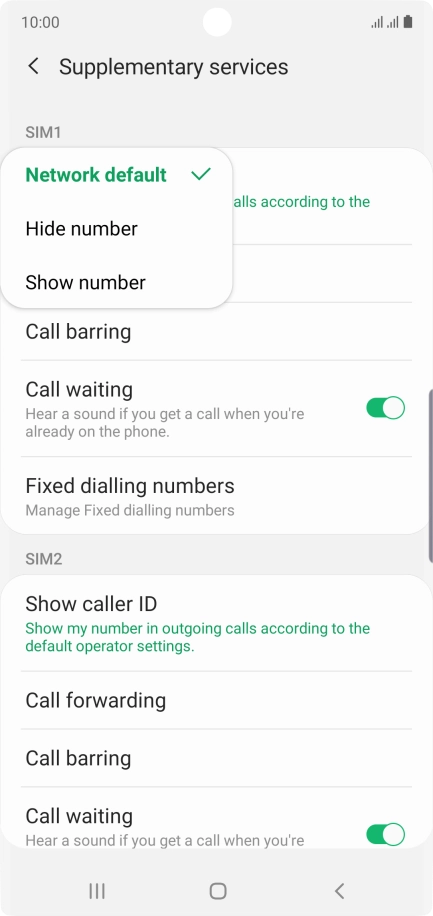 Press Show number to turn on caller identification.
