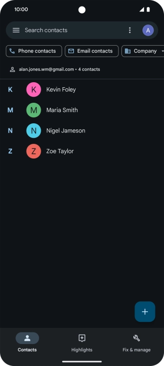 Press the new contact icon.