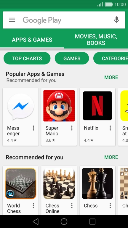 Press the search field.