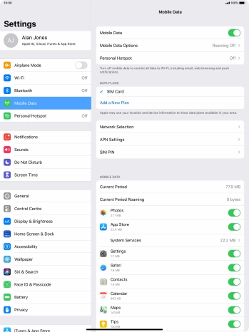 Press Mobile Data Options.