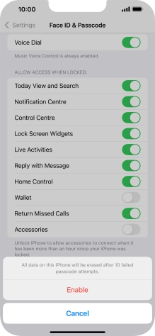 If you turn on the function, press Enable.