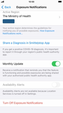 Press Turn off Exposure Notifications.