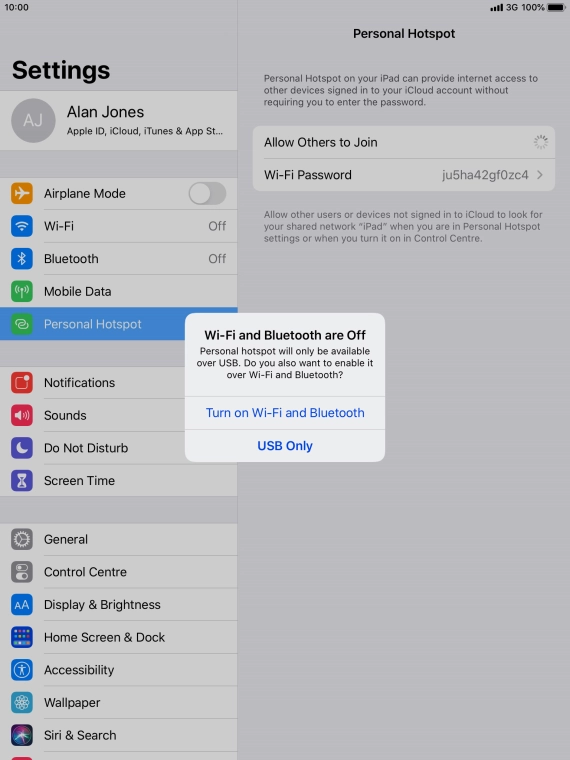 If Wi-Fi is turned off, press Turn on Wi-Fi and Bluetooth.