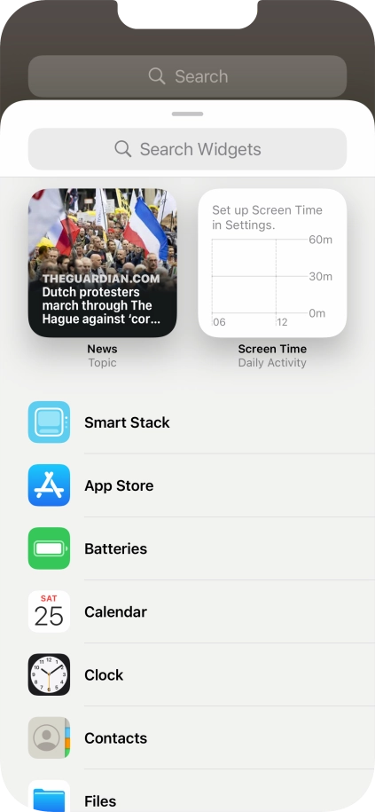 Press the required widget.