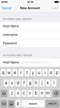 Press Host Name and key in the name of your email provider's outgoing server. Please note that if you can't send email messages when using your email provider's outgoing server, key in smtp.vodafone.net.au (Vodafone's outgoing server).