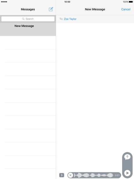 Let go to stop the sound recording and press arrow up to send the sound recording.