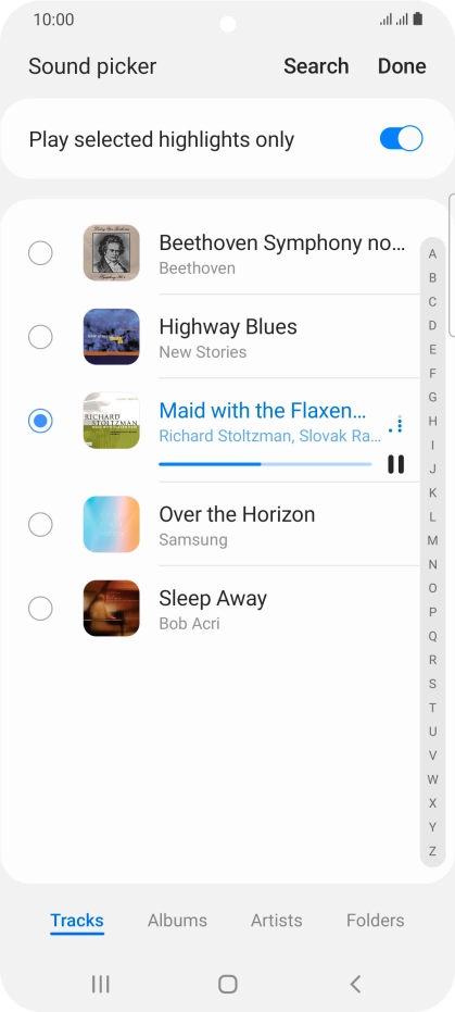 Once you've found a ring tone you like, press Done.