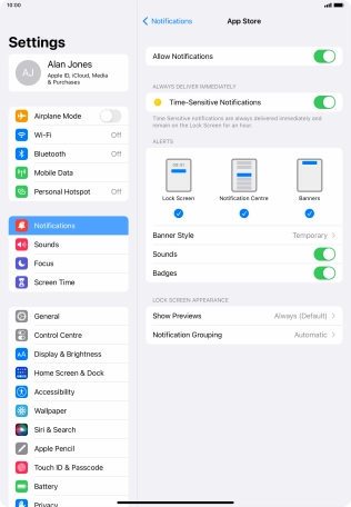 Press the indicator next to 