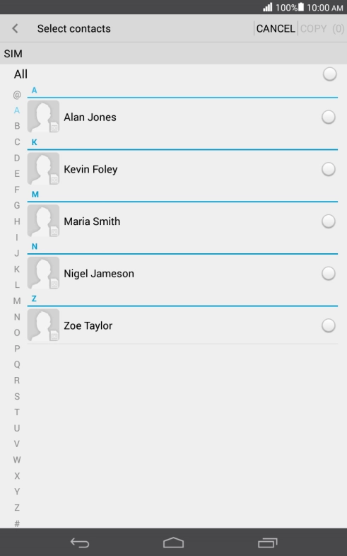 Press the field next to 