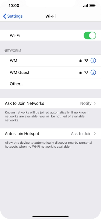 Press the required Wi-Fi network and key in the password for the Wi-Fi network.