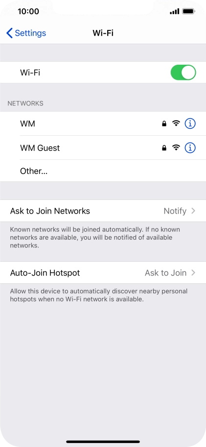 Press the required Wi-Fi network and key in the password for the Wi-Fi network.