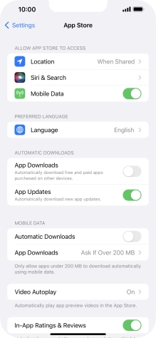 Press the indicators next to the required content types to turn the function on or off.