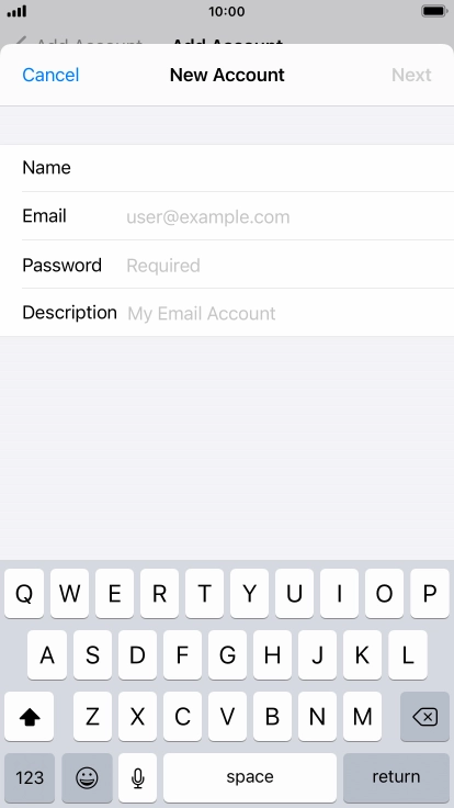 Press Email and key in your email address.