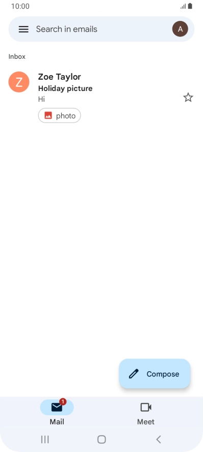 Press the email account icon.
