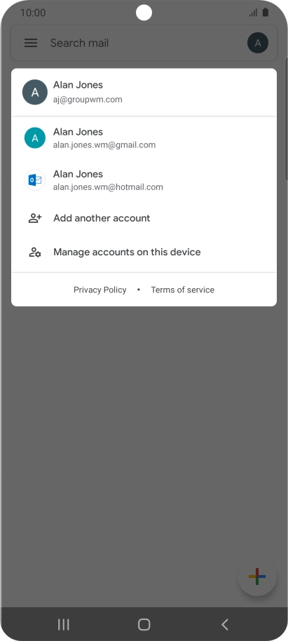 Press the required email account.