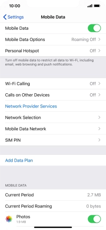 Press Mobile Data Options.