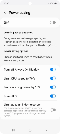 Press the indicators next to the required settings.