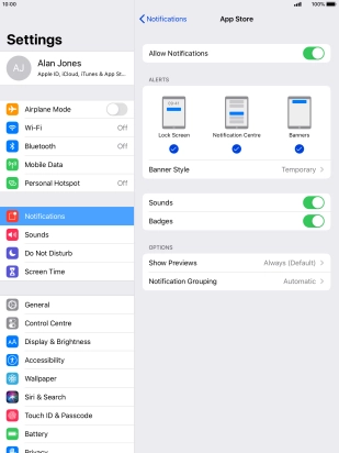 Press the indicator next to 
