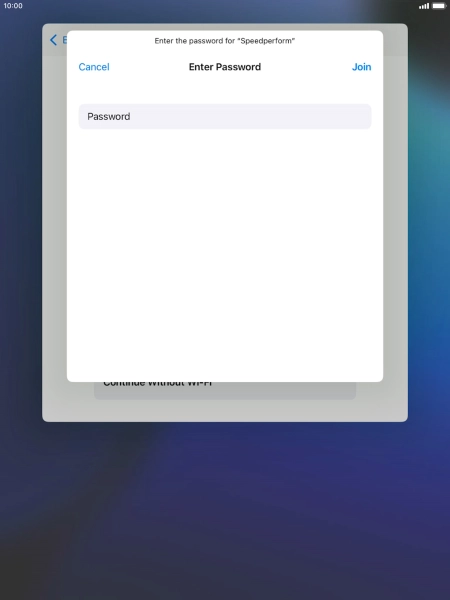 Key in the password for the Wi-Fi network and press Join.