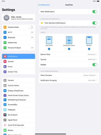 Press the indicator next to 