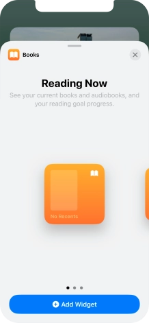 Slide your finger right or left on the screen to select the required widget size.