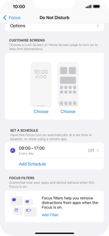 Press Add Schedule and follow the instructions on the screen to select settings for automatic activation of Do Not Disturb.
