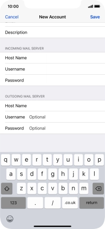 Press Username and key in the username for your email account. Please note that if you're using Vodafone's outgoing server, leave the username field empty.