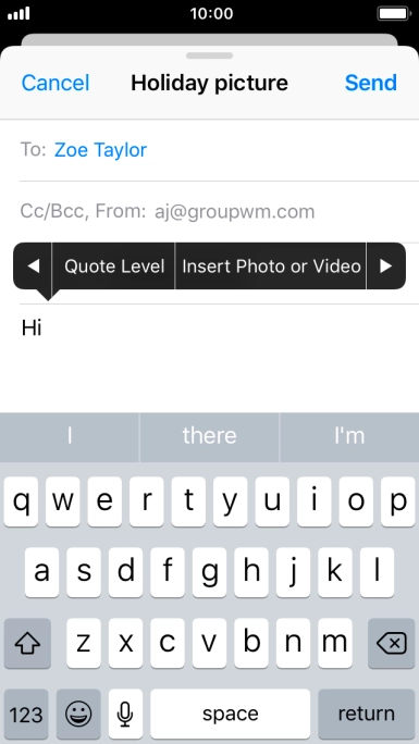 Press Insert Photo or Video and follow the instructions on the screen to attach a picture or a video clip.