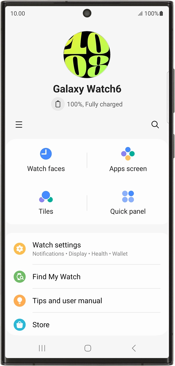 On your phone: When this screen is displayed, your smartwatch is activated and synchronised with your phone.