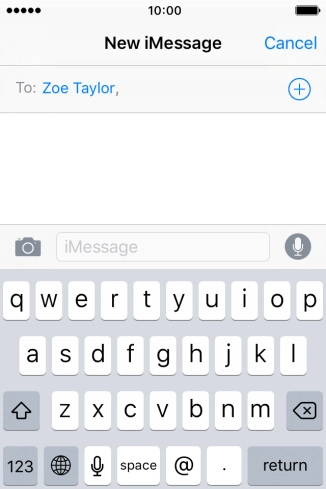 If the recipient can receive iMessages, iMessage is displayed in the text input field.