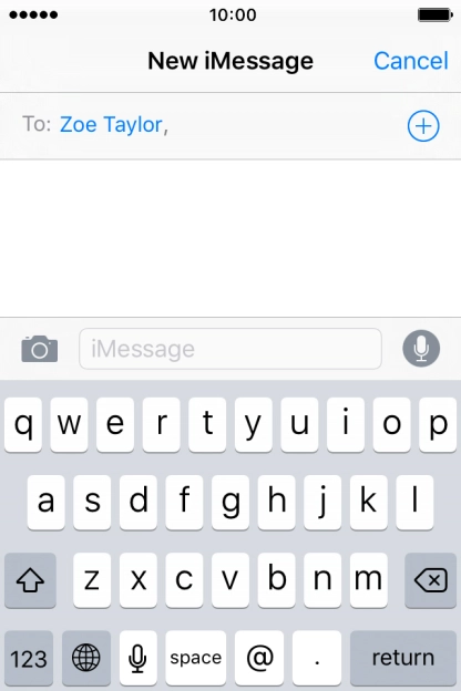 If the recipient can receive iMessages, iMessage is displayed in the text input field.