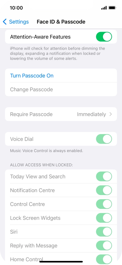 Press Turn Passcode On and key in a phone lock code of your own choice twice.
