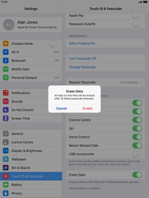 If you turn on the function, press Enable.