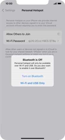 If Wi-Fi is turned on, press Wi-Fi and USB Only.