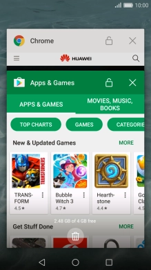 To end one running application, slide your finger right on the required application.