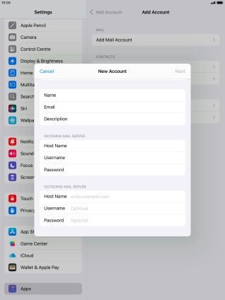 Press Host Name and key in the name of your email provider's outgoing server. Please note that if you can't send email messages when using your email provider's outgoing server, key in smtp.vodafone.net.au (Vodafone's outgoing server).