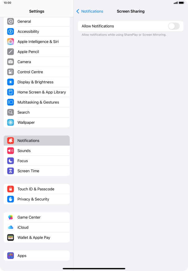 Press the indicator next to 