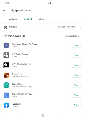 Press the required app.