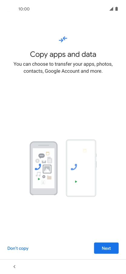 You can transfer the contents of another phone to your phone when it's activated for the first time and after a factory reset. When this screen is displayed, your phone is ready to transfer contents from another phone.