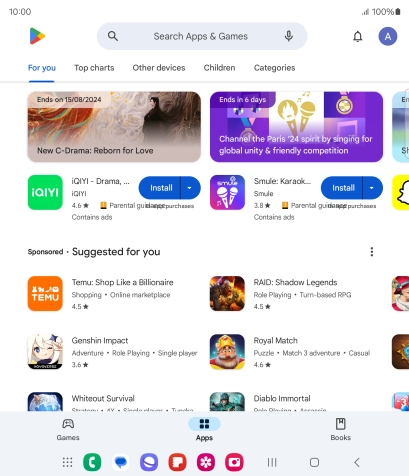 Press the search field.