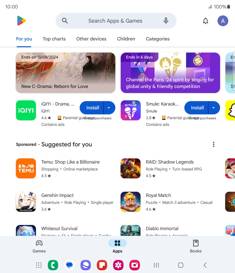 Press the search field.