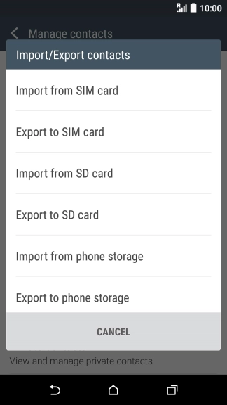 Press Import from SIM card.