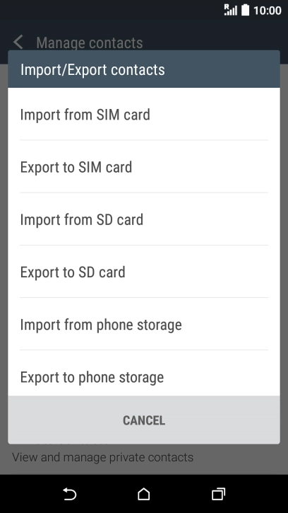 Press Import from SIM card.
