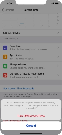 Press Turn Off Screen Time.