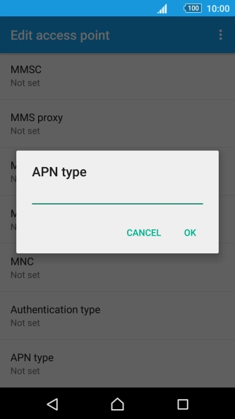 Key in default and press OK.