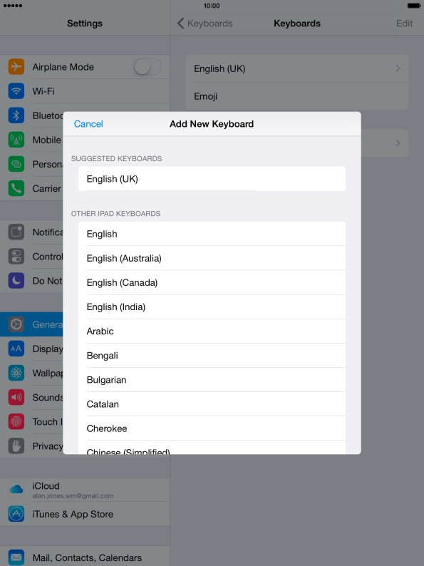 Press the required language to add it.