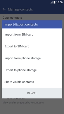 Press Import from SIM card.