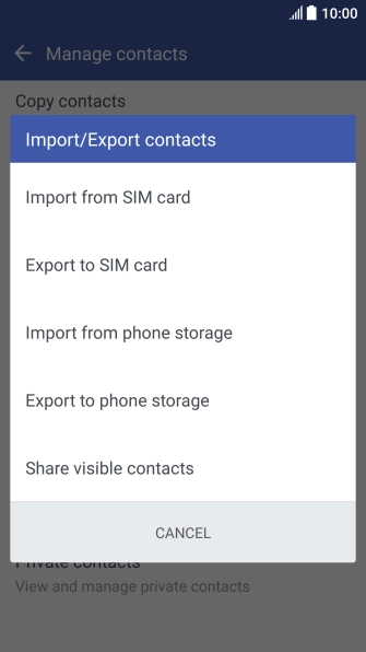 Press Import from SIM card.