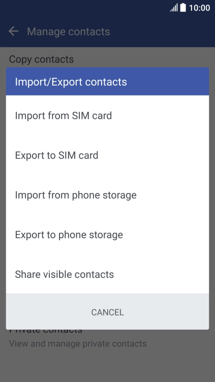 Press Import from SIM card.